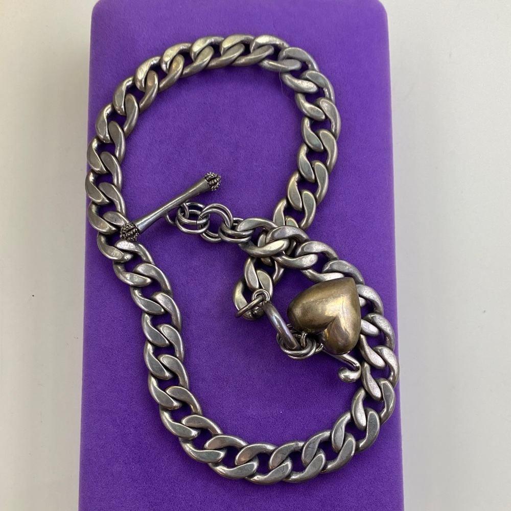 💛 Y2K Juicy Couture Silver Gun Metal Heart Charm Necklace - Picture 5 of 5